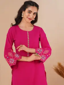 FASHOR Women Ethnic Motifs Embroidered Thread Work Kurta