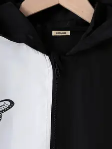 INCLUD Girls Colourblocked Cotton Hooded Sweatshirt