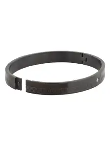 ZIVOM Men Cubic Zirconia Rhodium-Plated Kada Bracelet