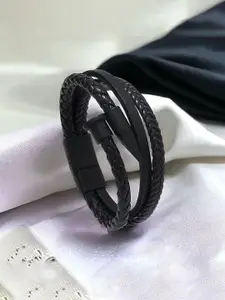 MEENAZ Men Leather Multistrand Bracelet