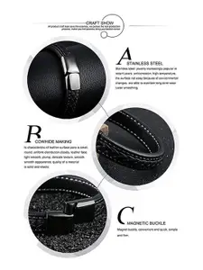 ZIVOM Men Leather Rhodium-Plated Wraparound Bracelet