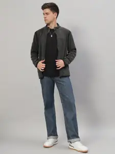 PROFY Men Mock Collar Long Sleeves Front-Open Sweatshirt