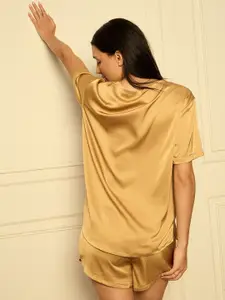 Sweet Dreams Women Round Neck Satin Night suit