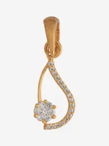 Kushal's Fashion Jewellery Gold-Plated CZ-Studded Pendant and Earrings