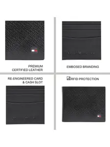 Tommy Hilfiger Men Printed Leather Two Fold Wallet with SIM Card Holder