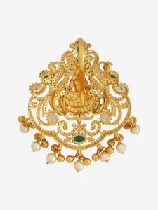 Kushal's Fashion Jewellery 92.5 Pure Silver Gold-Plated Stone Studded & Beaded Pendant