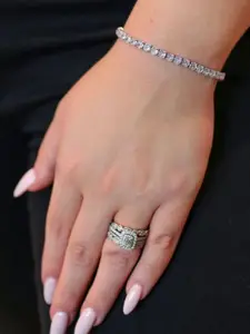 VAMA Women Adjustable Silver Plated AD Stone Charm Armlet