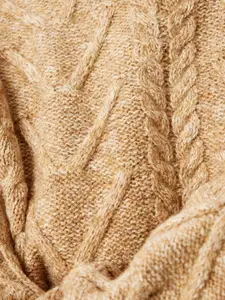 Koton Women Self Design Cable Knit Turtle Neck Long Sleeves Pullover Sweaters