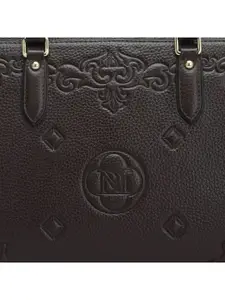 Da Milano Geometric Leather Bowling Satchel with Cut Work