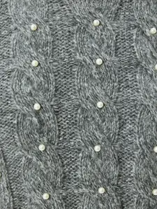 Koton Women Cable Knit Self Design Pullover With Embellished Detail