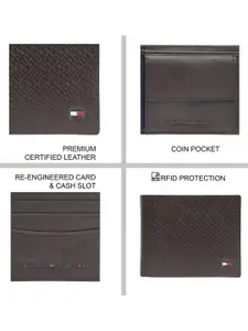 Tommy Hilfiger Men Brand Logo Printed Leather Two Fold Wallet