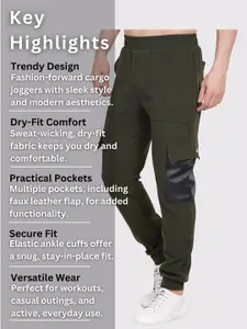 Raxedo Men Regular Fit Mid-Rise Corduroy Cargo Joggers Pants