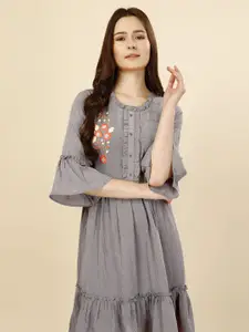 all about you Embellished Embroidered Georgette Fit & Flare Dress