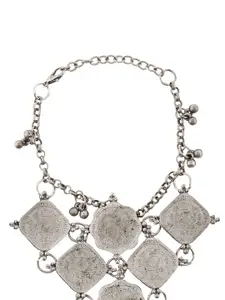 TEEJH Women Handcrafted Silver-Plated Bangle-Style Bracelet