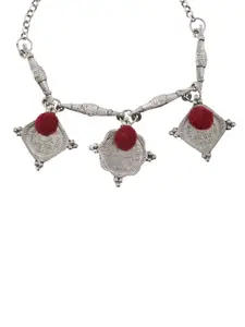 TEEJH Silver Plated Oxidised Coin Bracelet