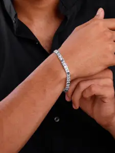 GIVA Men Sterling Silver Rhodium-Plated Link Bracelet
