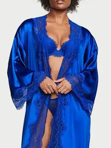 Victoria's Secret Lace-Trim Satin Long Robe