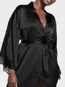 Victoria's Secret Luxe Satin Lace Inset Robe