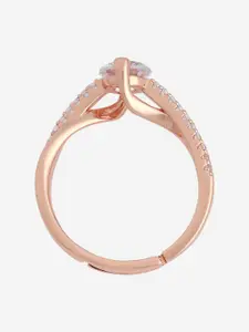Kushal's Fashion Jewellery Rose Gold-Plated CZ Studded Finger Ring