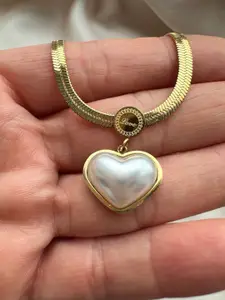 Palli Creation Gold-Plated Heart Shaped Pendants with Chains