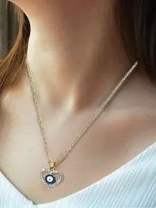 Krelin Gold Plated Stone Studded Pendant With Chain