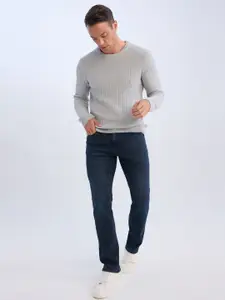 DeFacto Men Self Design Cable Knit Pullover Sweater