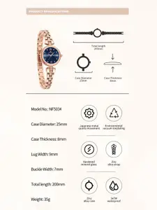 Naviforce Women Round Dial & Stainless Steel Straps Analogue Watch NF5034_RG/BE