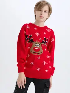 DeFacto Boys Printed Round Neck Pullover