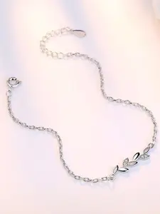 Nilu's Collection Women Cubic Zirconia Silver-Plated Charm Bracelet