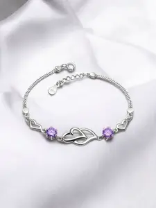 Nilu's Collection Women Cubic Zirconia Silver-Plated Wraparound Bracelet