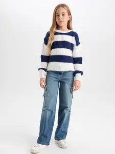 DeFacto Girls Striped Long Sleeves Pullover Sweater