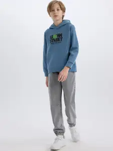 DeFacto Boys Typography Printed Hooded Pullover Sweater