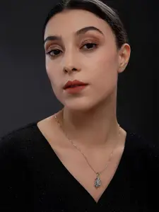 DIAVO 925 Sterling Silver Rhodium-Plated Pendant With Chain