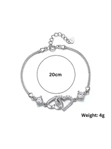 Nilu's Collection Women Cubic Zirconia Silver-Plated Wraparound Bracelet