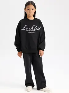 DeFacto Girls Typography Self Design Pullover