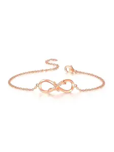 Nilu's Collection Women Cubic Zirconia Rose Gold-Plated Link Bracelet