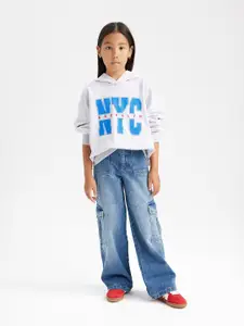DeFacto Girls Typography Printed Cotton Hooded Pullover