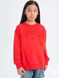 DeFacto Girls Slogan Printed Round Neck Long Sleeves Sweatshirt