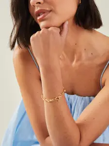 Accessorize Women Brass Handcrafted Gold-Plated Link Bracelet