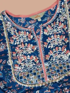 Anouk Women Floral Embroidered Mirror Work Kurta