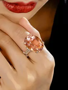 Jewels Galaxy Silver-Plated Cubic Zirconia Stone Studded Adjustable Finger Ring