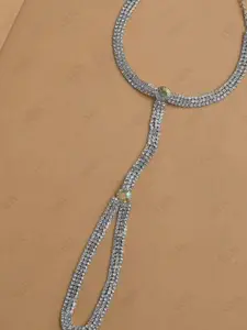 VAMA Women Crystals Handcrafted Silver-Plated Armlet Bracelet