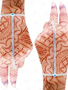 VAMA Women 2 Crystals Handcrafted Silver-Plated Armlet Bracelet