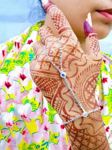 VAMA Women Crystals Handcrafted Silver-Plated Armlet Bracelet