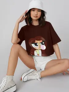 AAHWAN Women Printed Extended Sleeves Crop Top