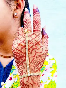 VAMA Women Crystals Handcrafted Gold-Plated Ring Bracelet