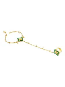 TEEJH Women Handcrafted Gold-Plated Ring Bracelet