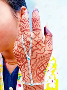 VAMA Women Crystals Handcrafted Silver-Plated Armlet Bracelet