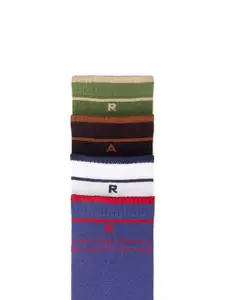 RARE RABBIT Men Pack Of 4 Assorted Striped Cotton Ankle-Length Socks