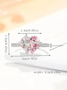 Jewels Galaxy Silver-Plated American Diamond-Studded Adjustable Finger Ring